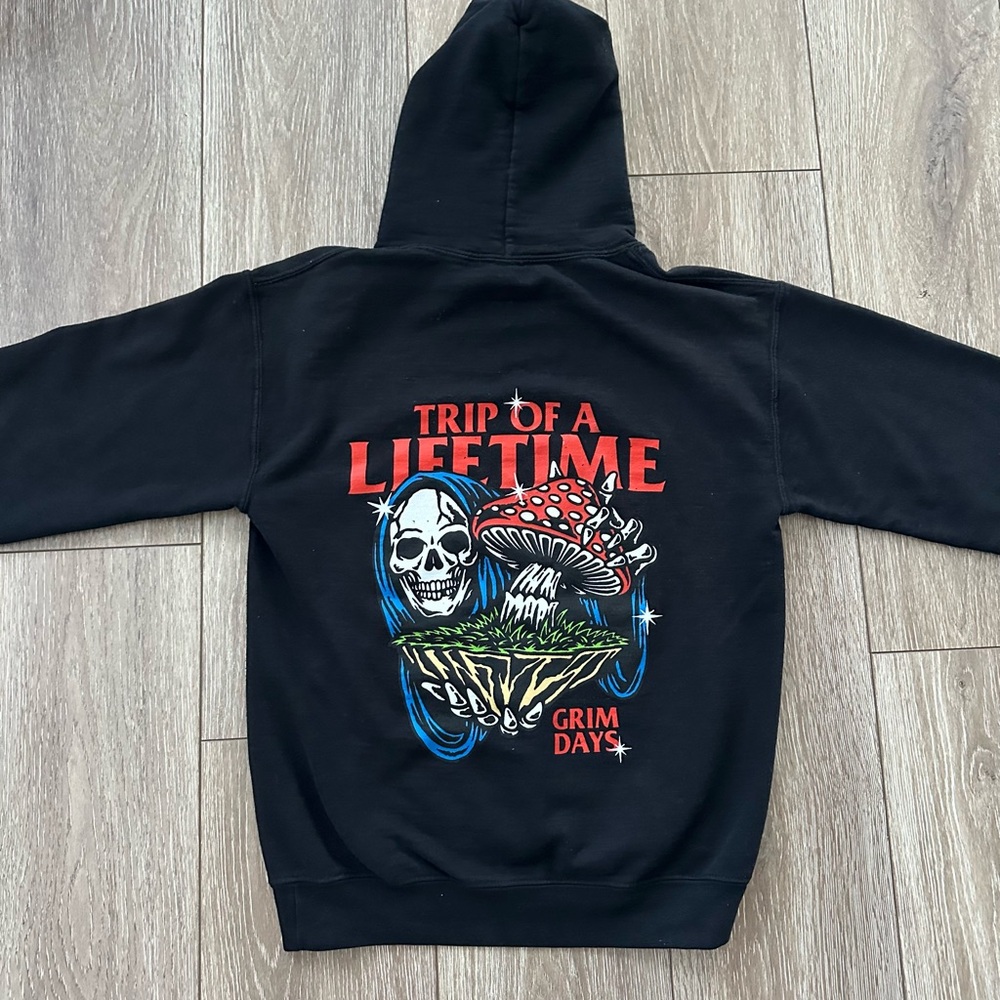 GRIM DAYS Trip of a Lifetime Black Graphic Hoodie